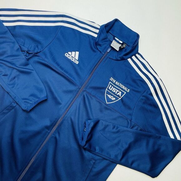 Adidas USTA Track Jacket Mens S Navy Full Zip Embroidered 2016 Tennis Nationals - Picture 1 of 10